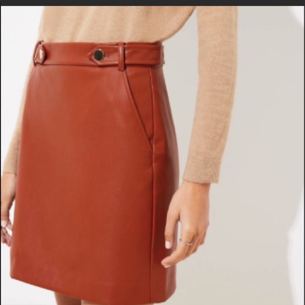 LOFT Rust Faux Leather Skirt